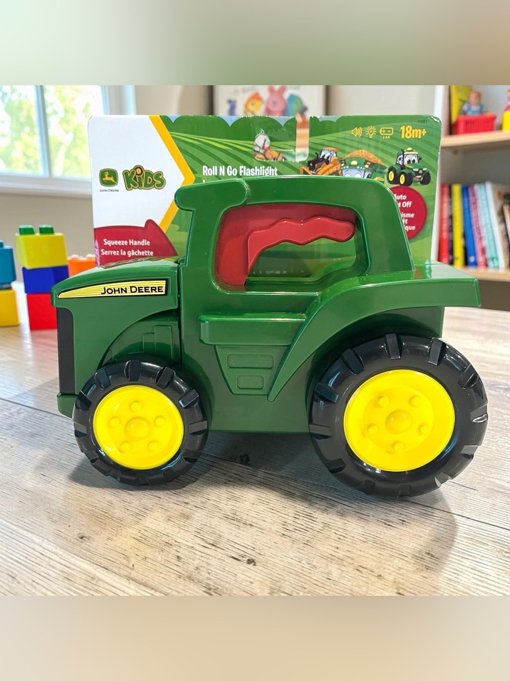 New John Deere Roll N Go Tractor Flashlight TOMY Kids Toy Squeeze Handle NWT